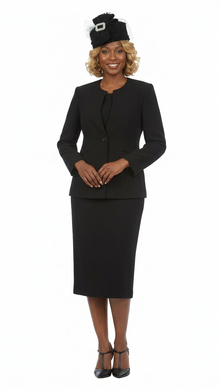 3pc Collarless 1-button Basic Suit