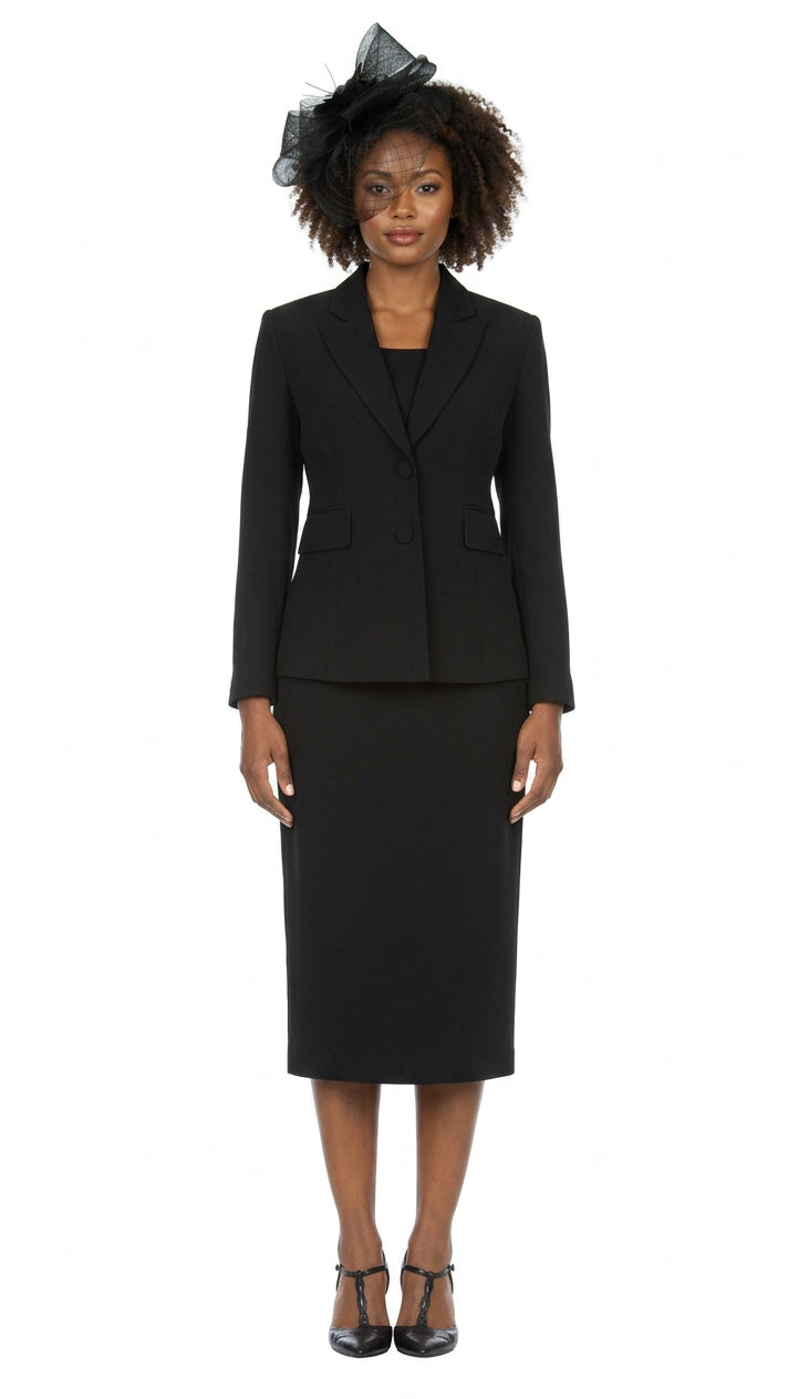 Classic Two-Button Blazer & Midi Skirt Suit Set