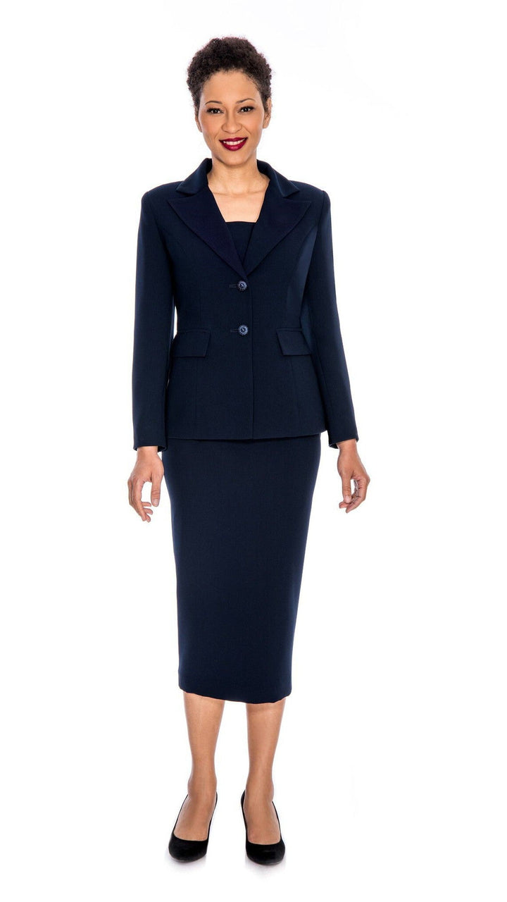 Classic Two-Button Blazer & Midi Skirt Suit Set