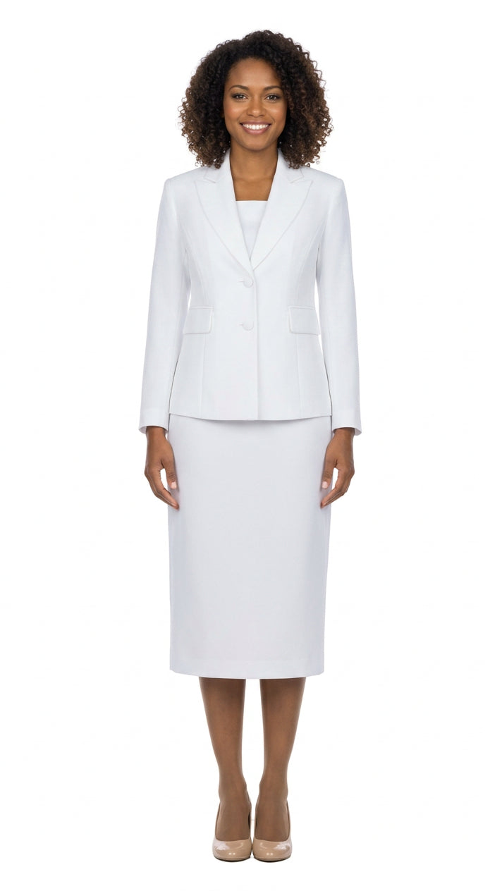 Classic Two-Button Blazer & Midi Skirt Suit Set