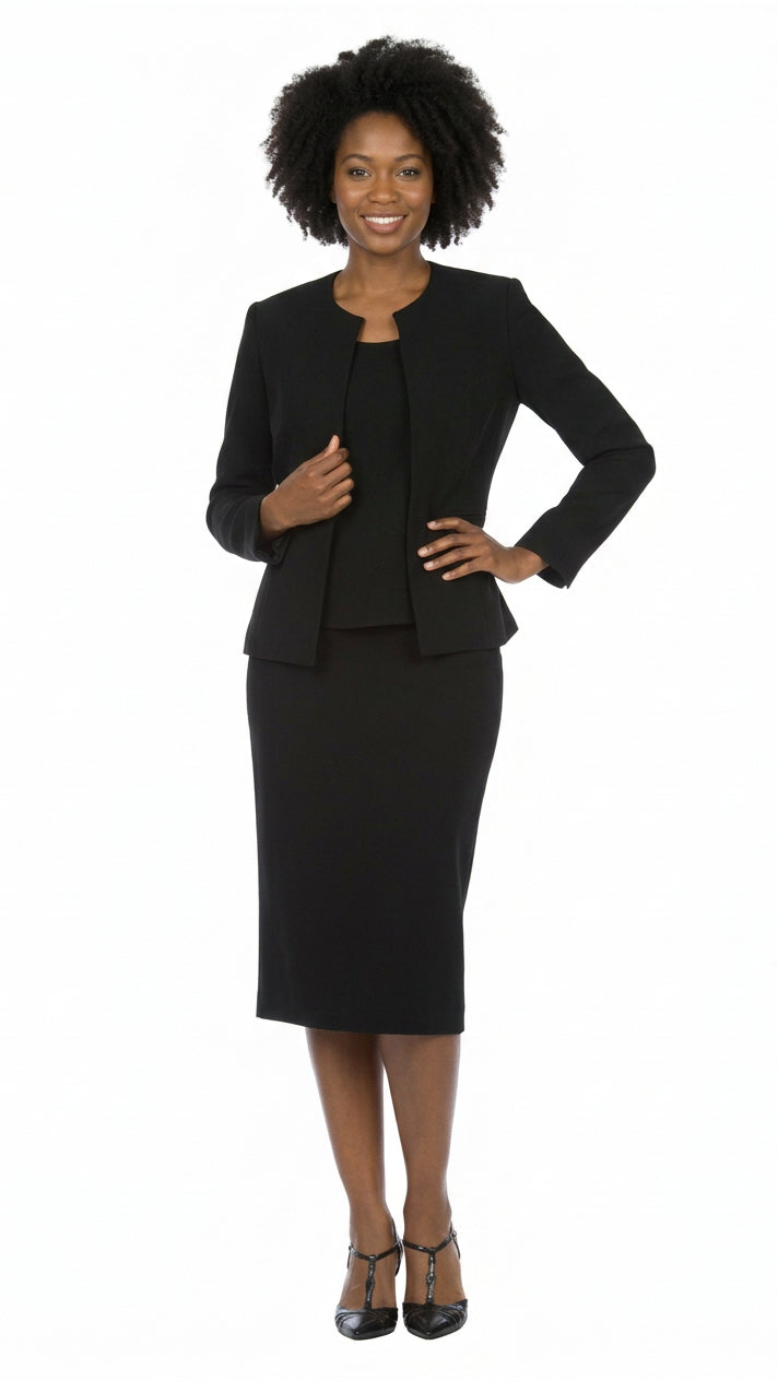 3pc Round Neck Clean Lines Skirt Suit - Plus size