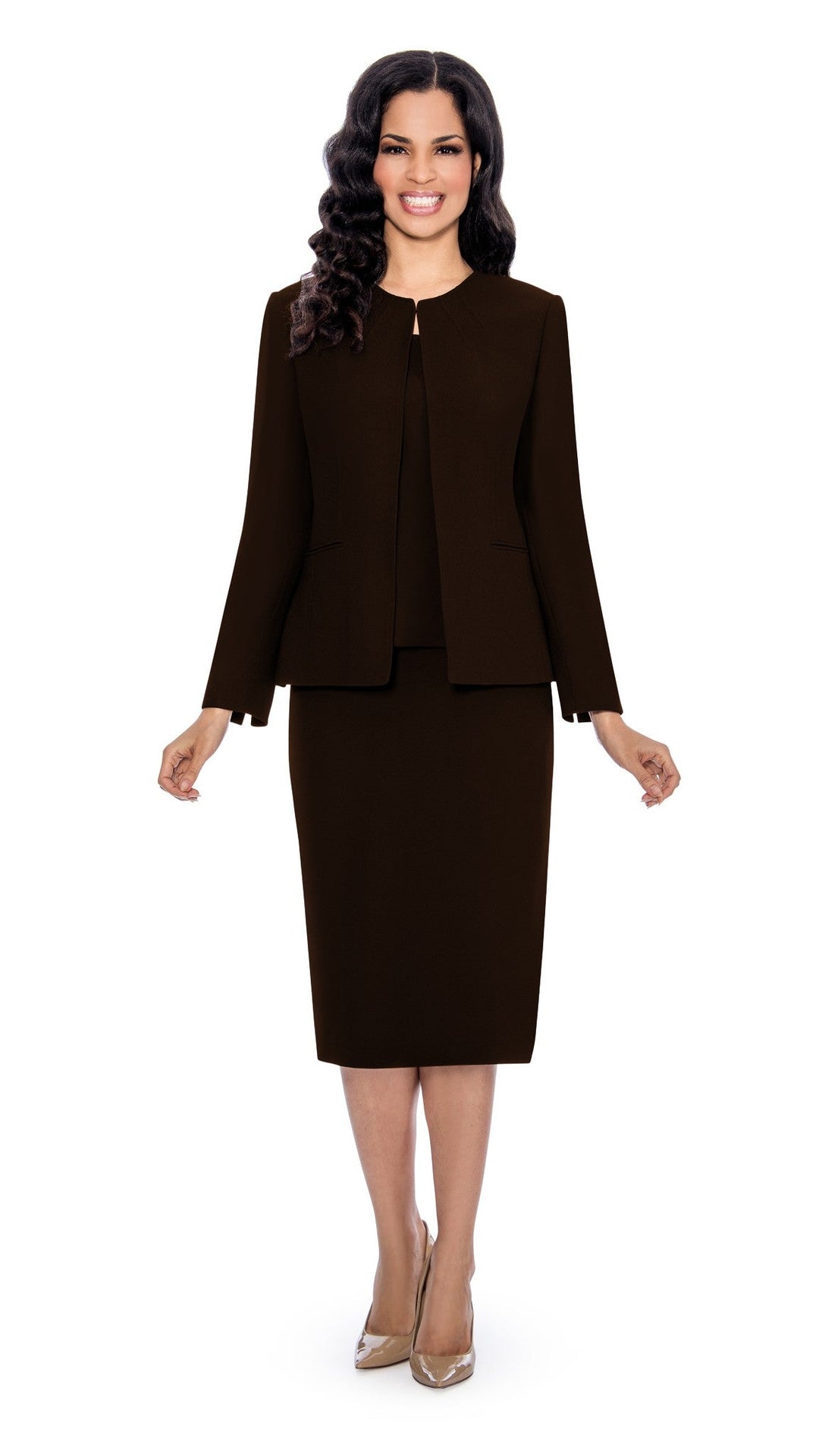 3pc Round Neck Clean Lines Skirt Suit - Plus size