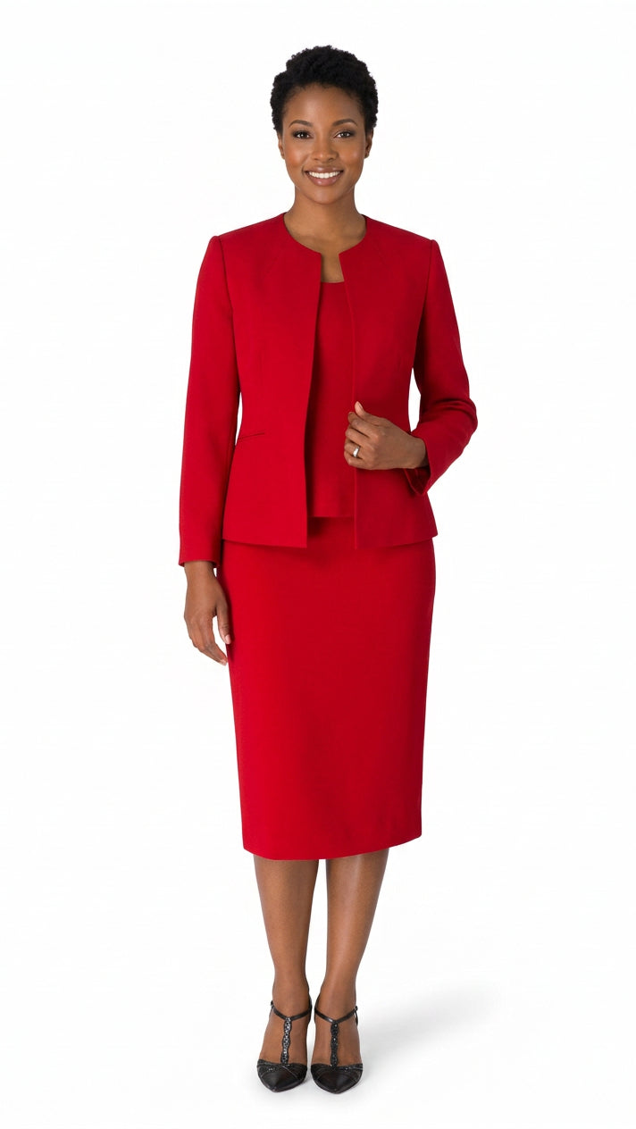 3pc Round Neck Clean Lines Skirt Suit - Plus size