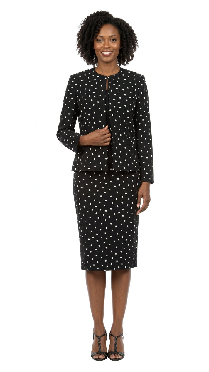 3pc Round Neck Clean Lines Detailed Skirt Suit