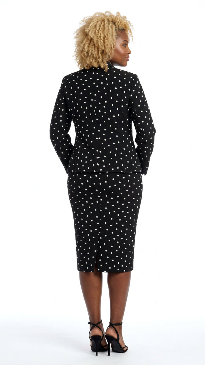 3pc Round Neck Clean Lines Detailed Skirt Suit