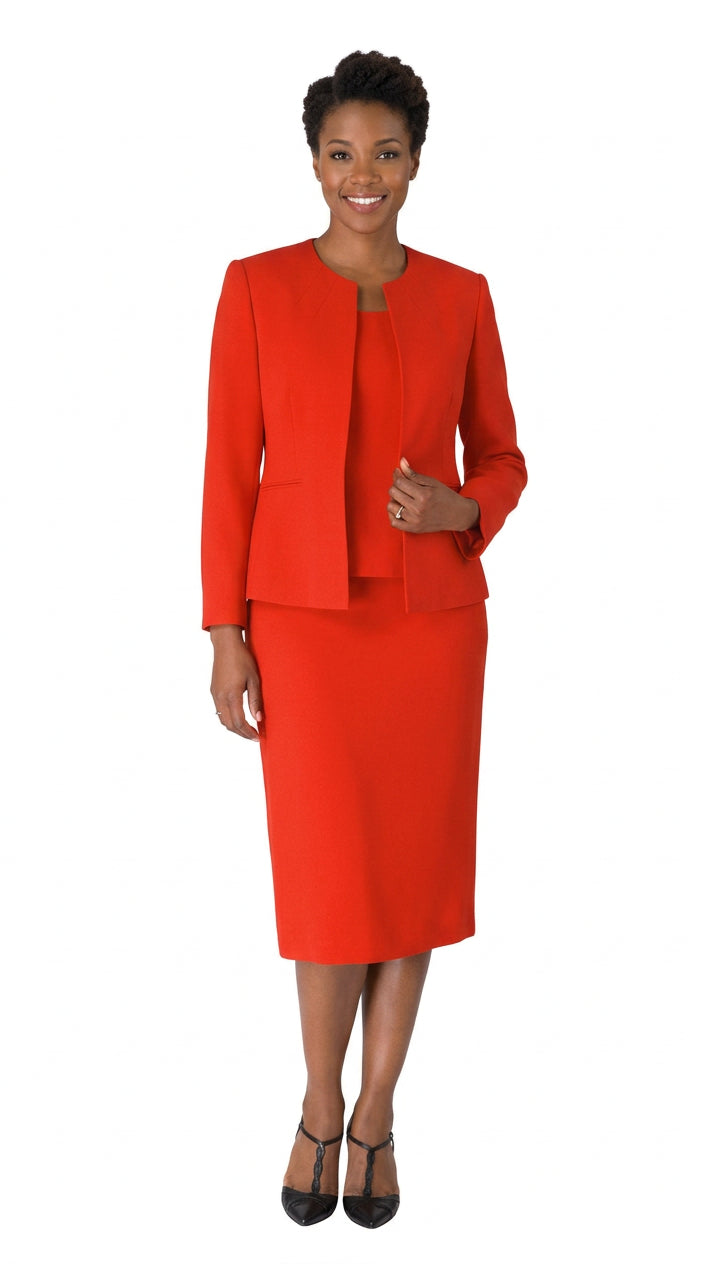 3pc Round Neck Clean Lines Detailed Skirt Suit