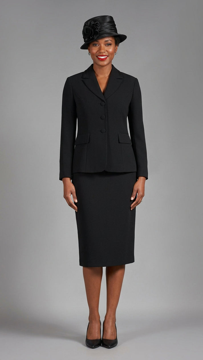 2pc Notch Layered Collar 3-Button Skt Suit-Plus