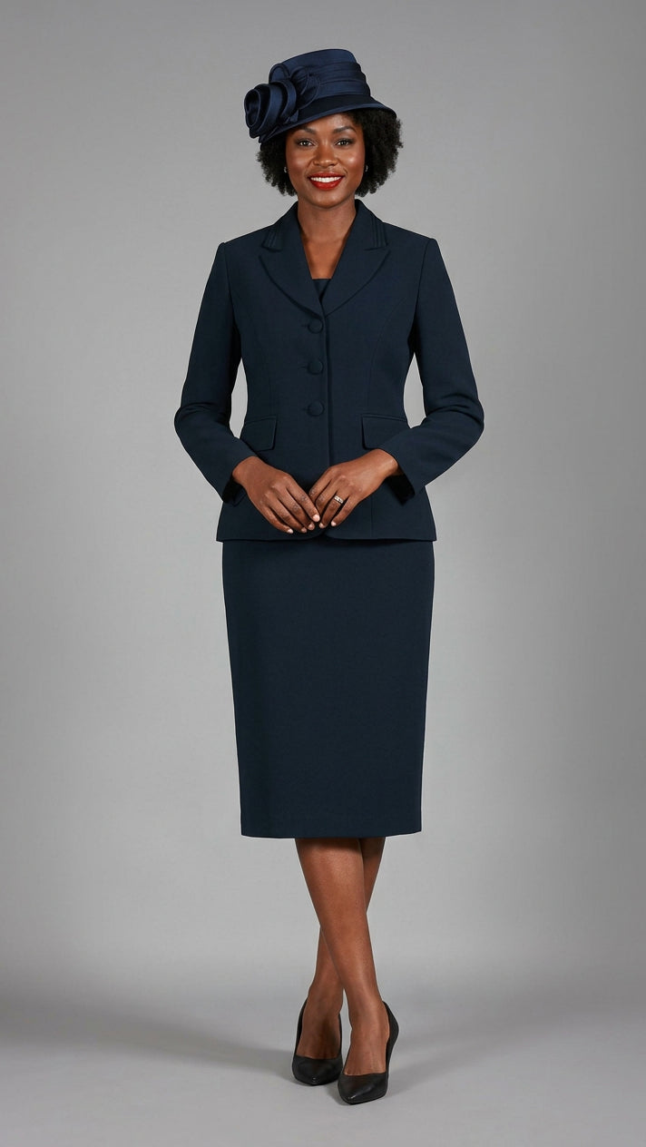 2pc Notch Layered Collar 3-Button Skt Suit-Plus