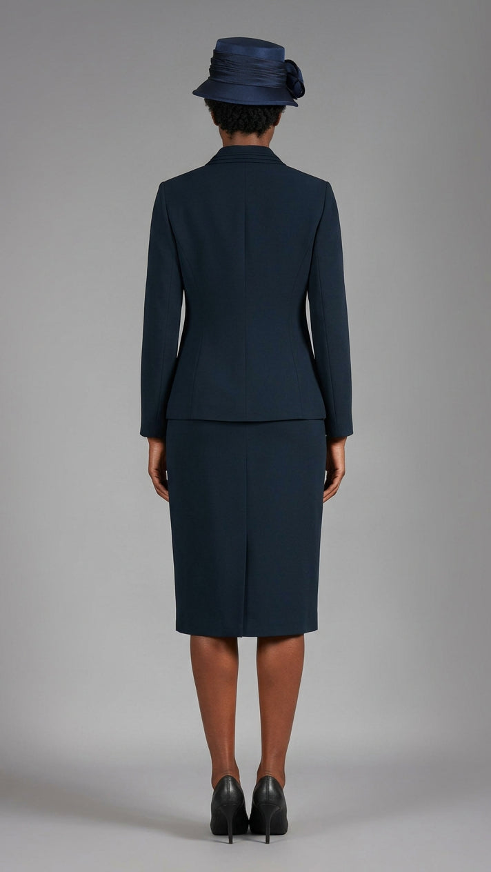 2pc Notch Layered Collar 3-Button Skt Suit-Plus