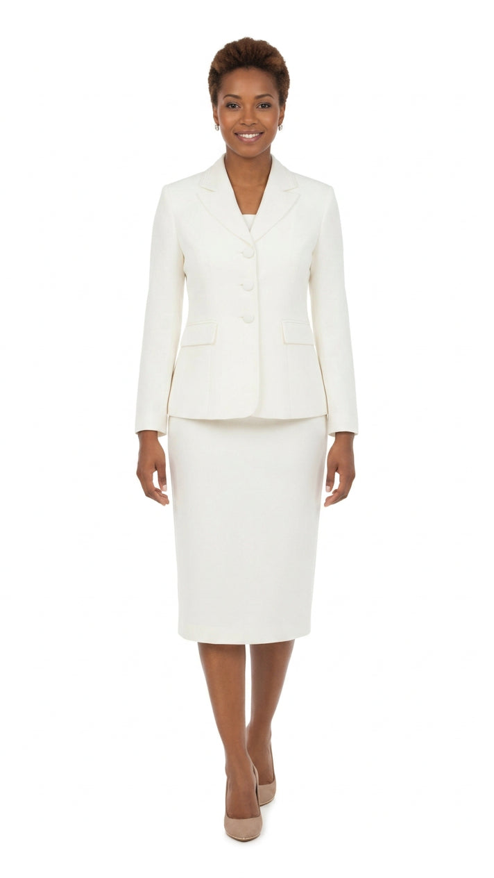 2pc Notch Layered Collar 3-Button Skt Suit-Plus