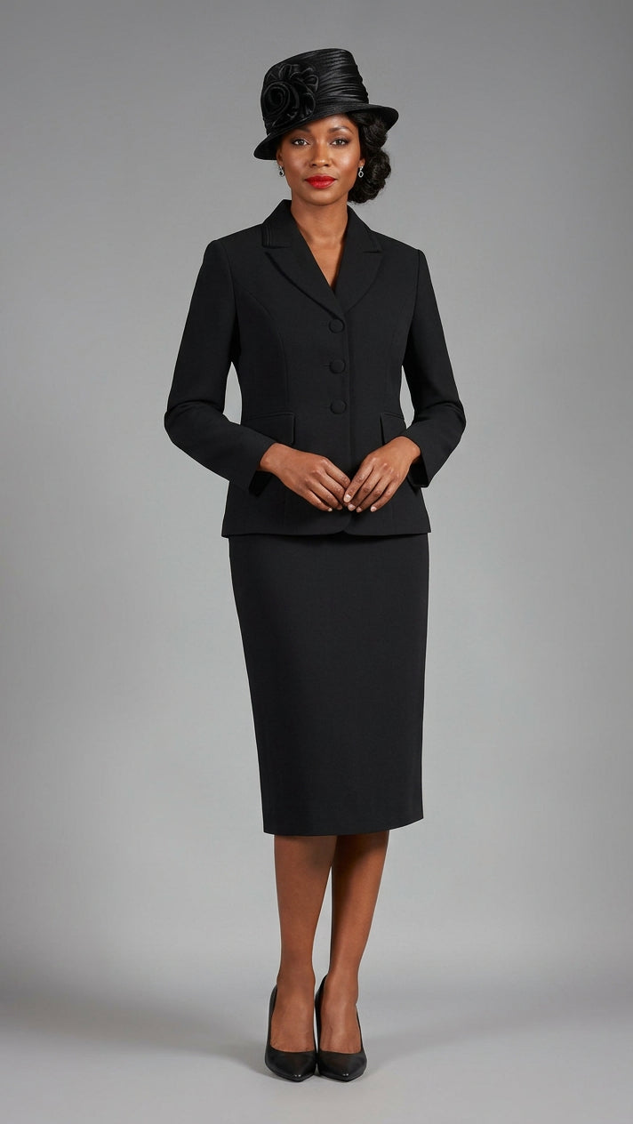 2pc Notch Layered Collar 3-Button Skt Suit