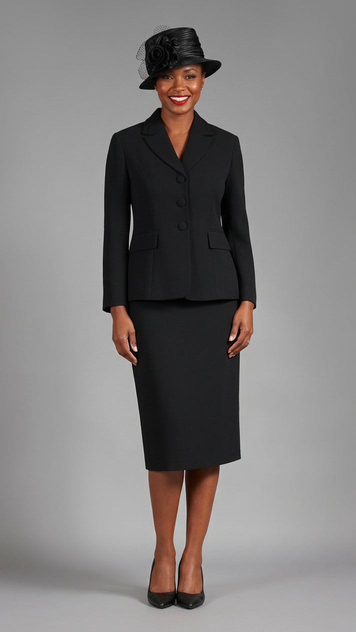 2pc Notch Layered Collar 3-Button Skt Suit