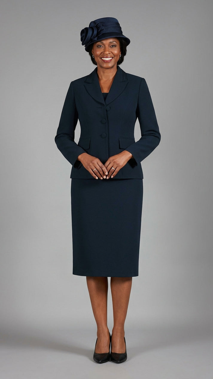 2pc Notch Layered Collar 3-Button Skt Suit