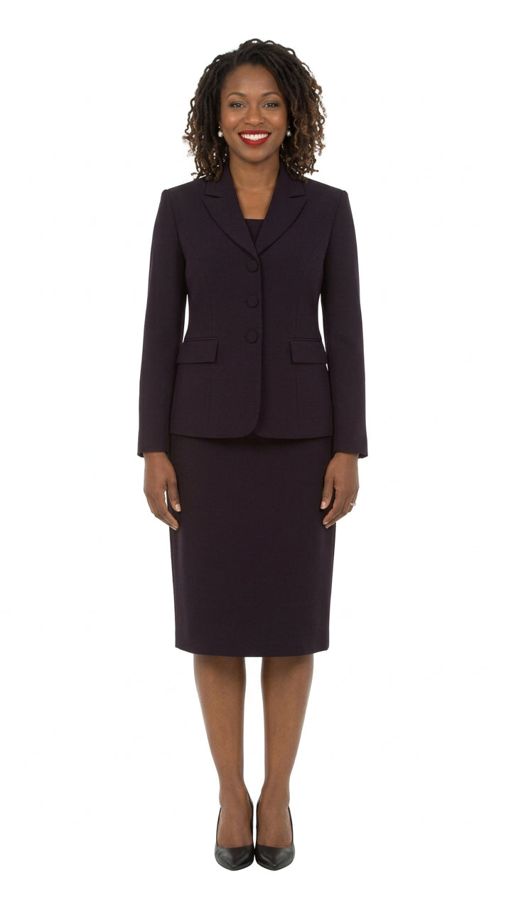 2pc Notch Layered Collar 3-Button Skt Suit