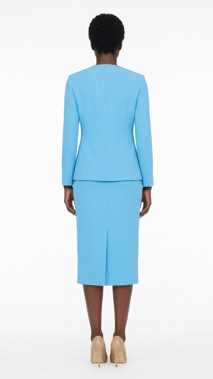 Polished Elegance Brooch Detail Skirt Suit-Plus
