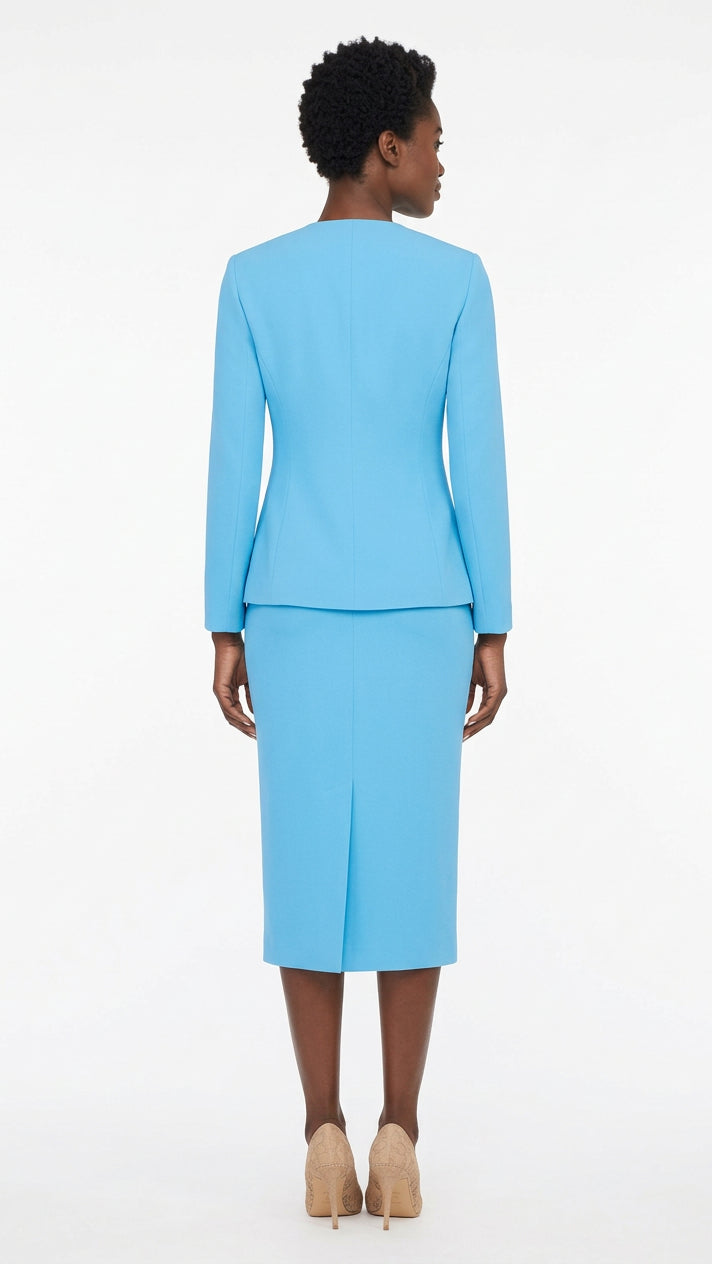 Polished Elegance Brooch Detail 2pc Skirt Suit