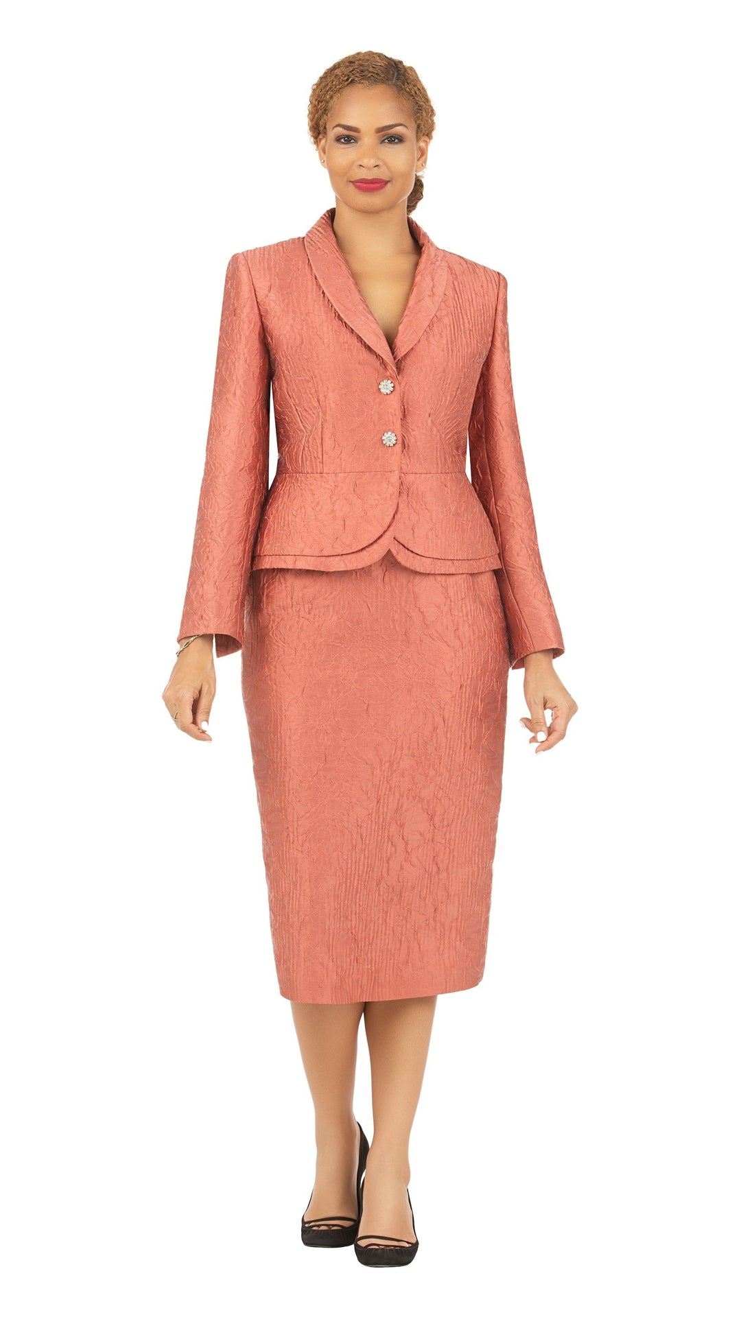 2pc Peplum Jkt+Skirt Suit in Brocade-Plus