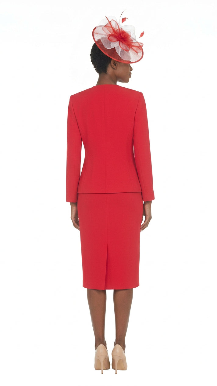 Timeless 3pc Skirt Suit with Jewel Brooch-Plus