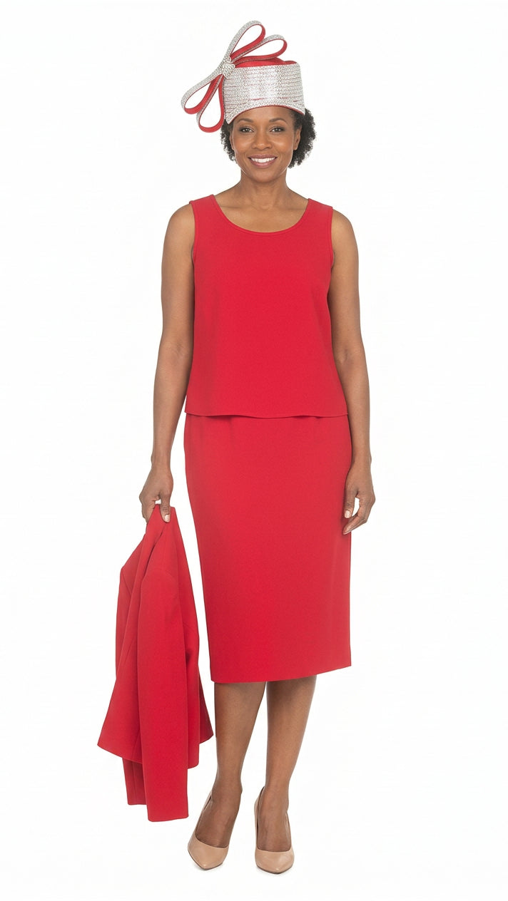Timeless 3pc Skirt Suit with Jewel Brooch-Plus