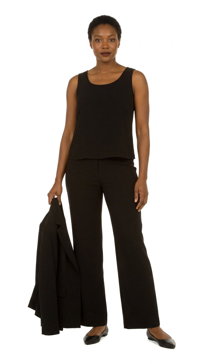 3pc Wide Collar Pants Suit with Rhinestone Detail