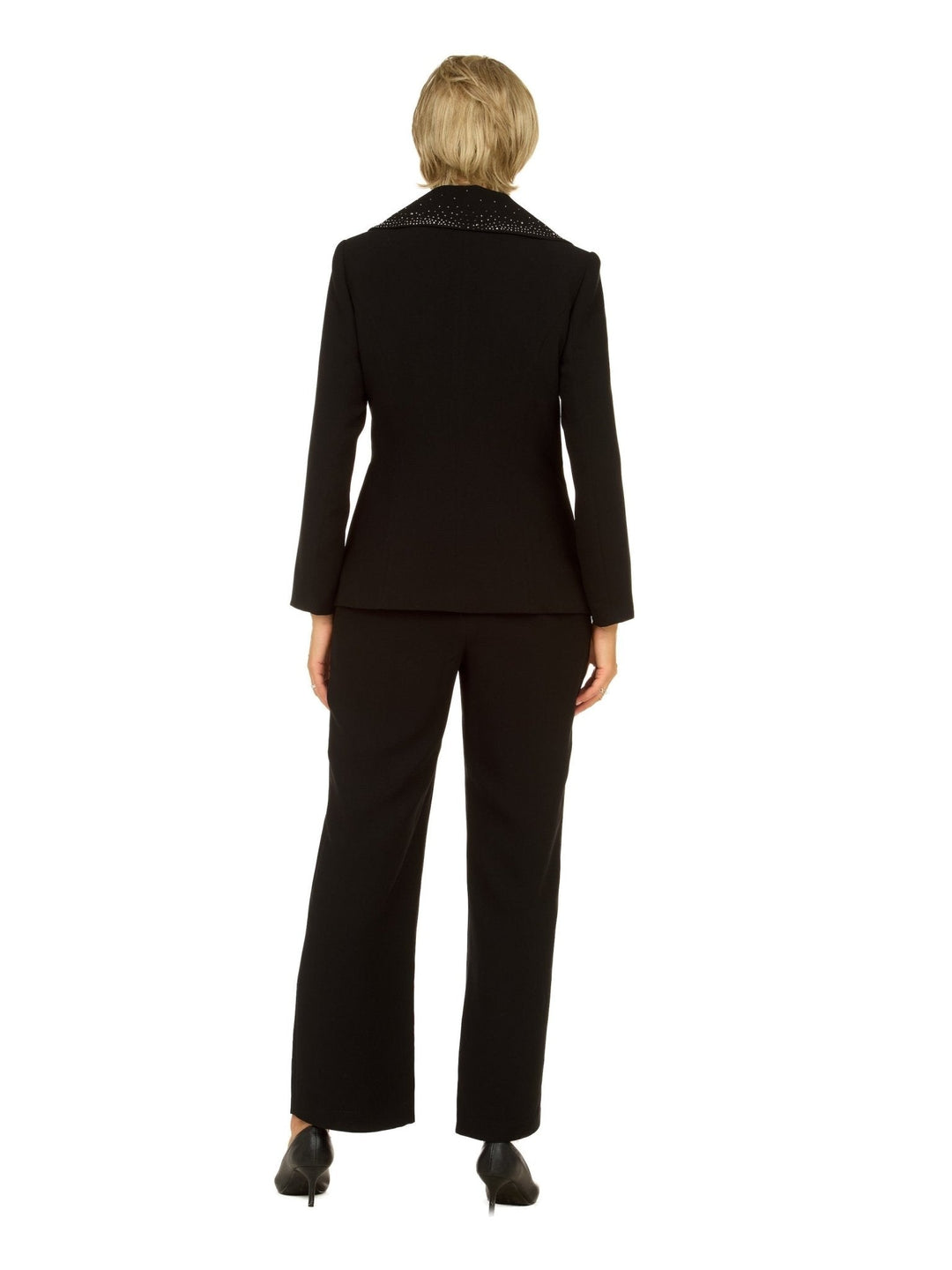 3pc Wide Collar Pants Suit with Rhinestone Detail - Especially Yours