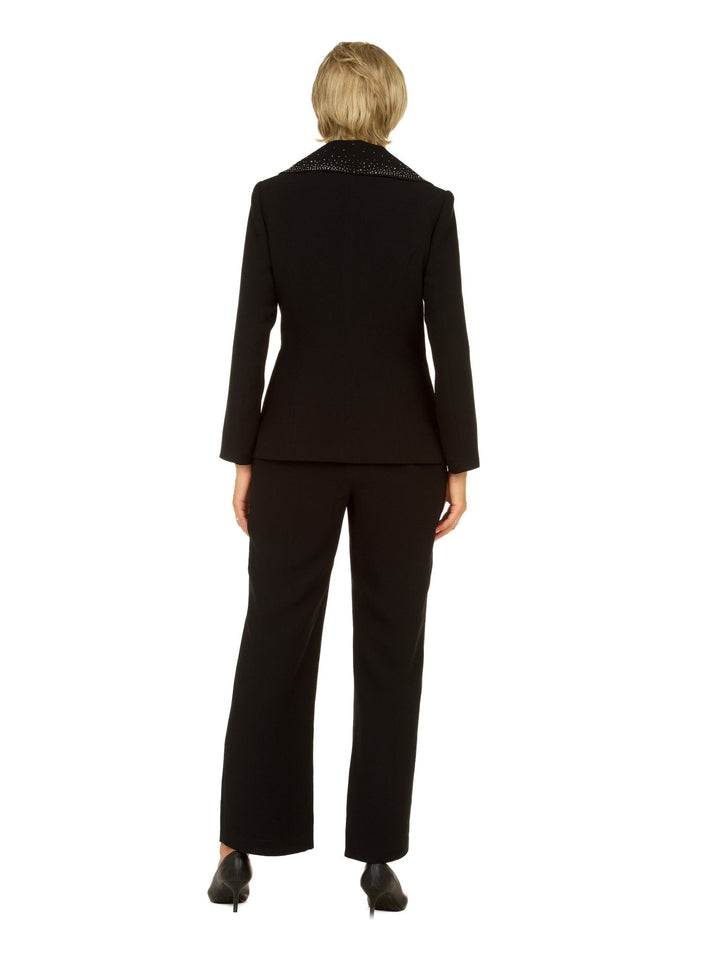 3pc Wide Collar Pants Suit with Rhinestone Detail - Especially Yours
