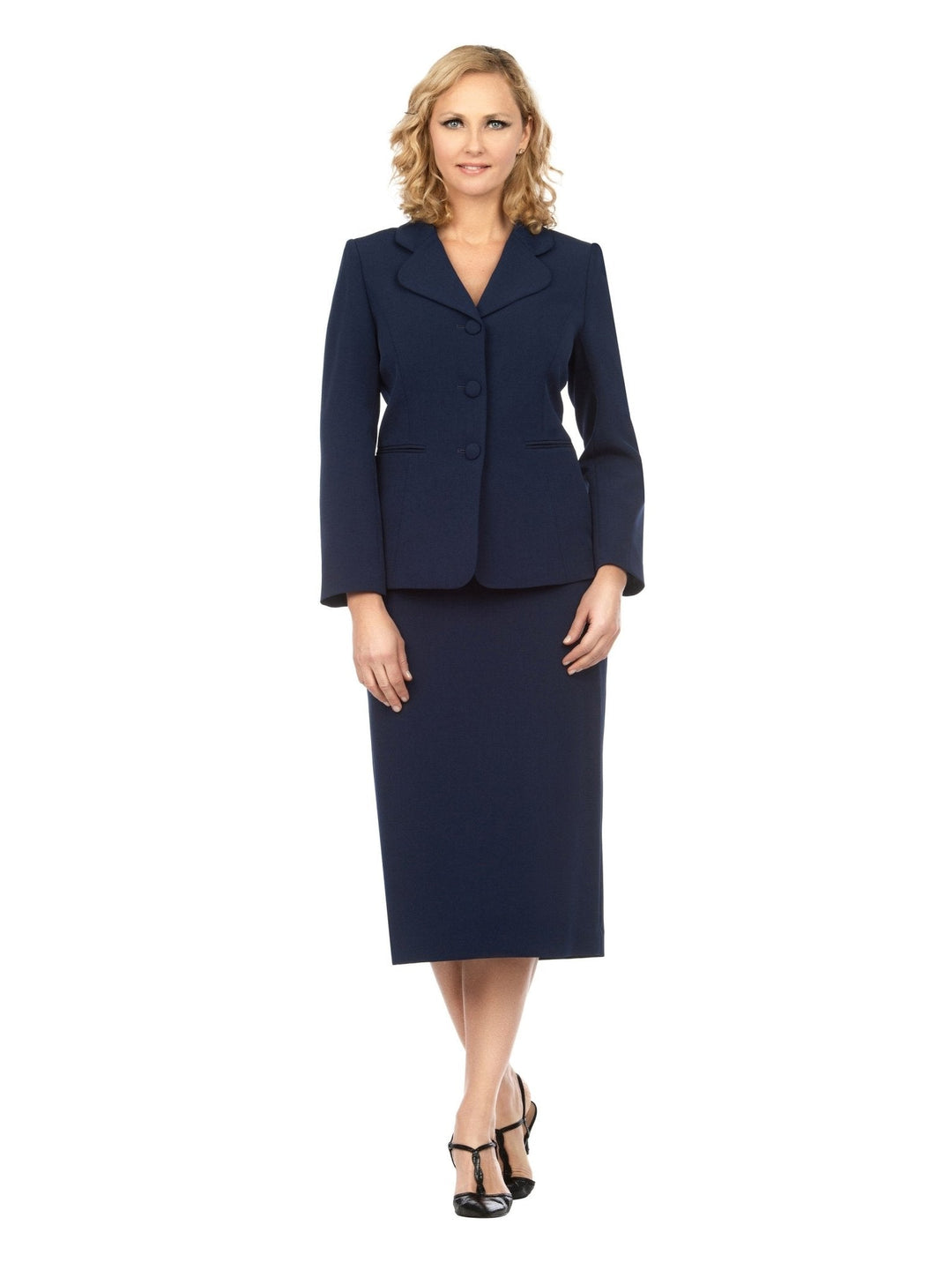 2pc Vintage Lapel 3-button Skirt Suit-Plus - Especially Yours