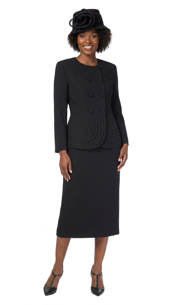 2pc Dbl Brstd Tiered Peplum Jkt Skt Suit-Plus