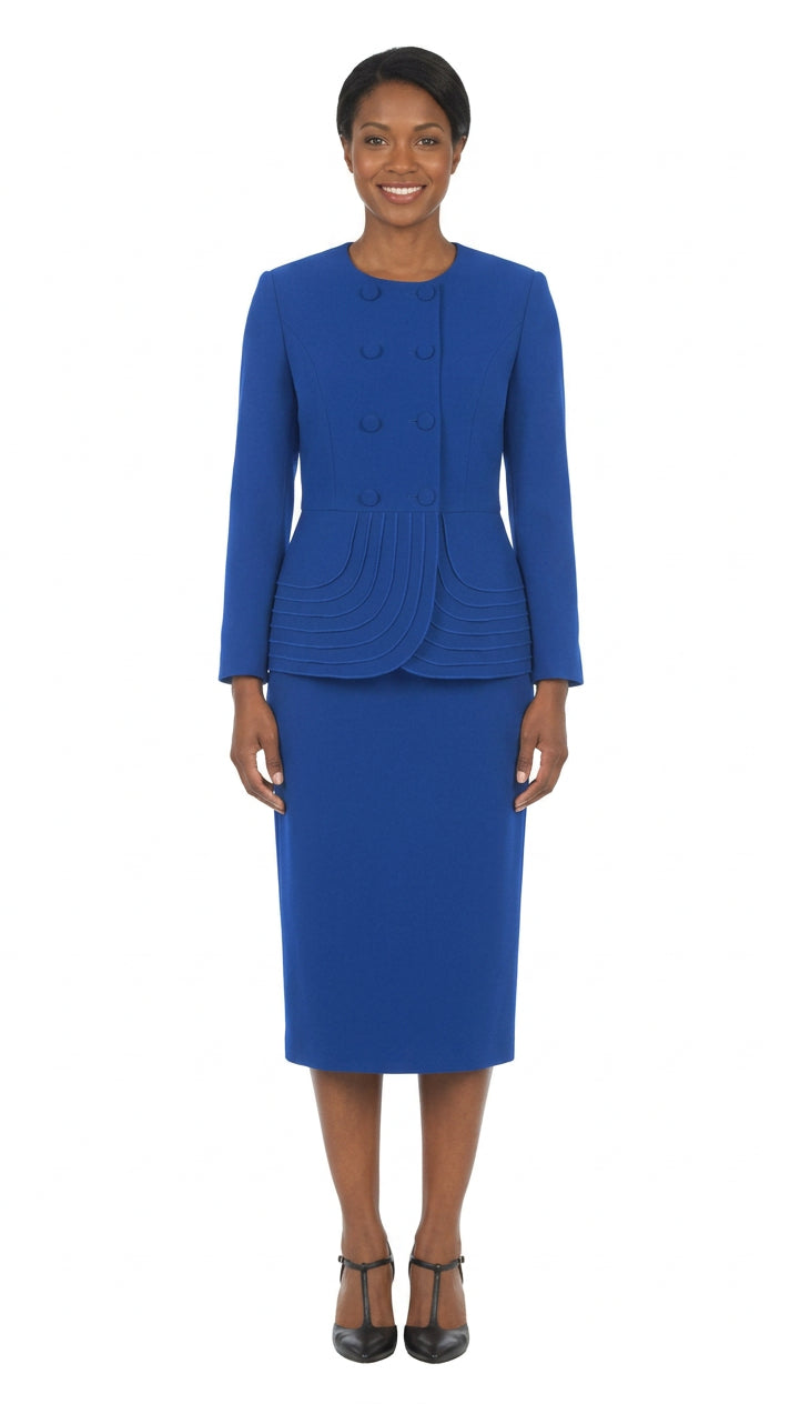 2pc Dbl Brstd Tiered Peplum Jkt Skt Suit-Plus