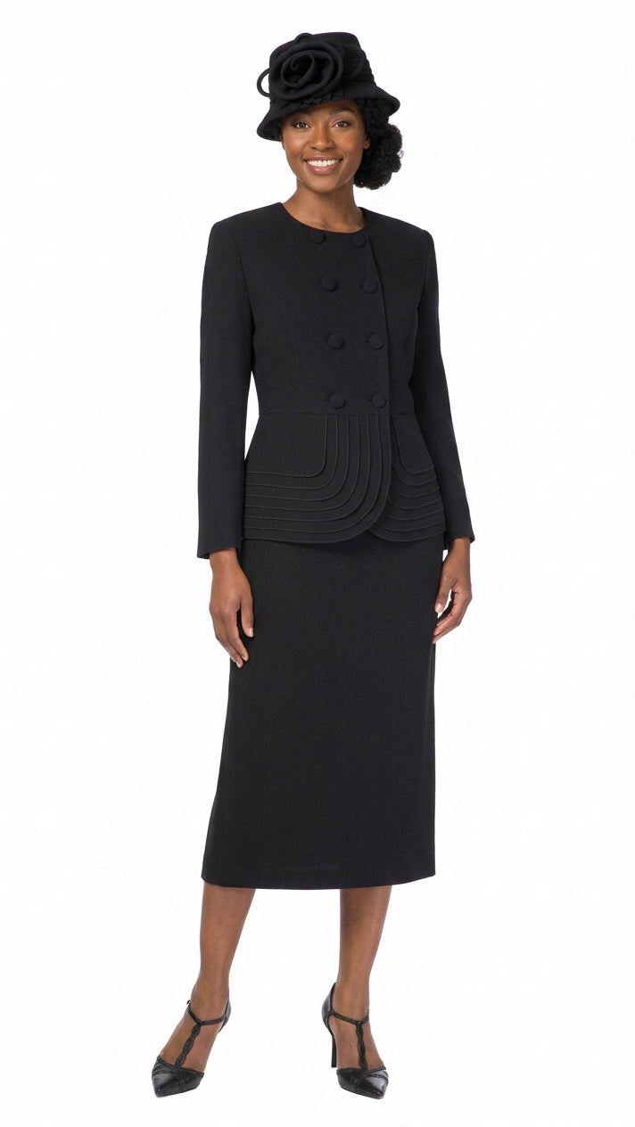 2pc Dbl Brstd Tiered Peplum Jkt Skt Suit