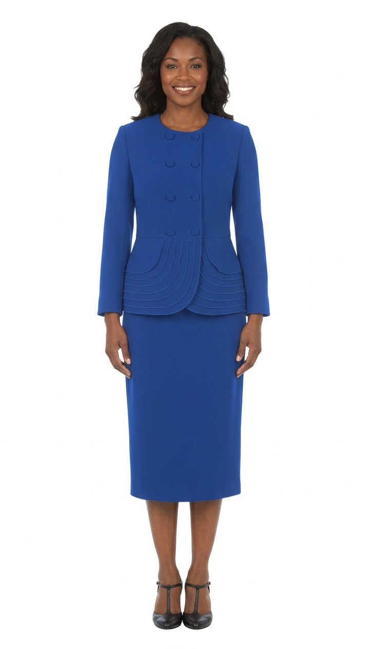 2pc Dbl Brstd Tiered Peplum Jkt Skt Suit