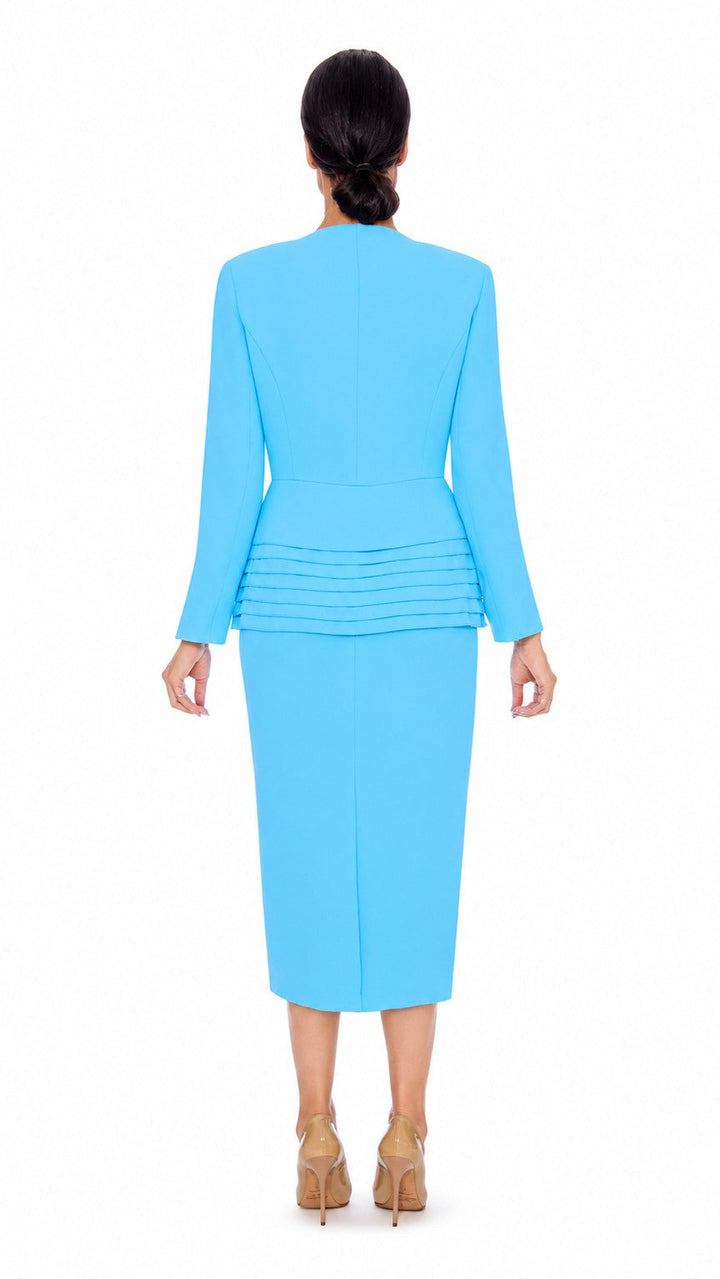 2pc Dbl Brstd Tiered Peplum Jkt Skt Suit