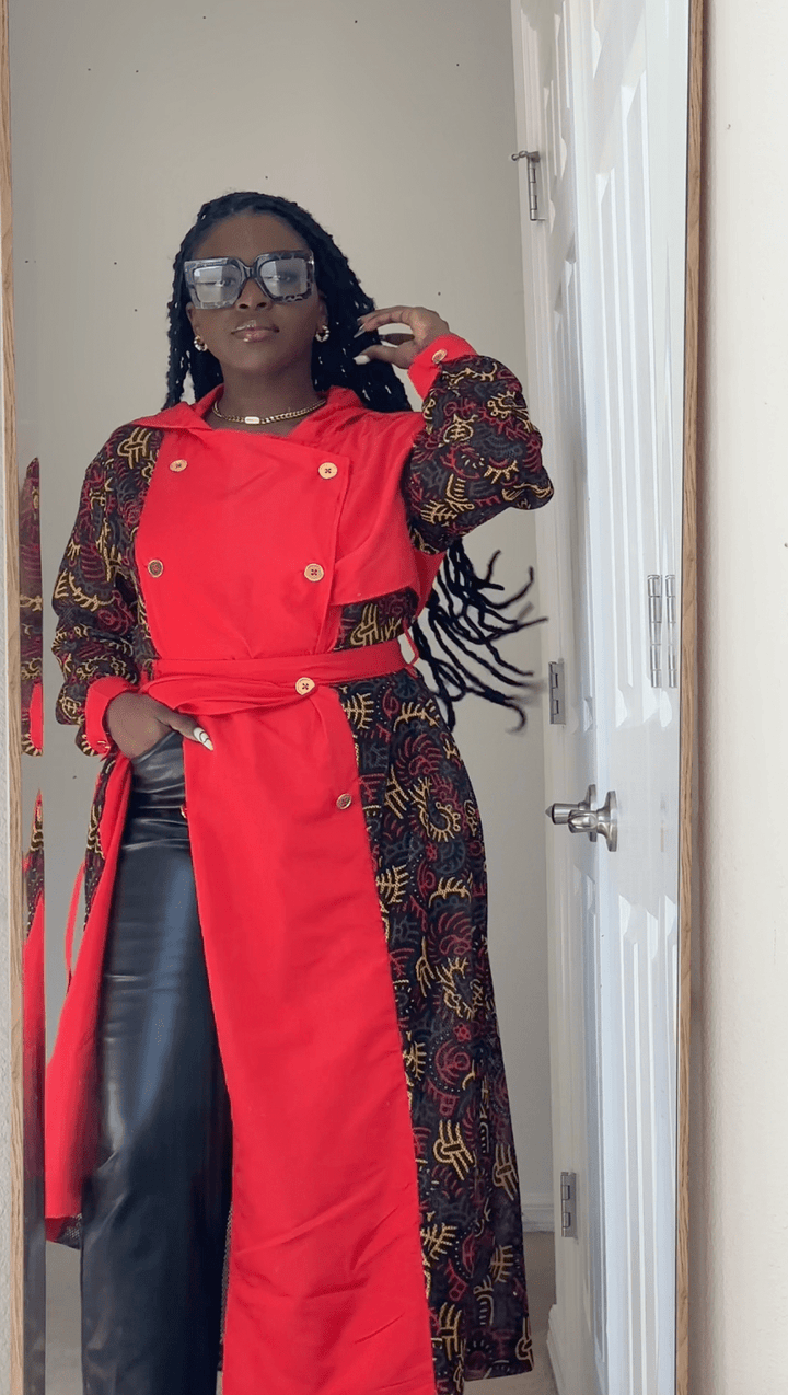 Harlem Red Mesh Trench Coat - Especially Yours
