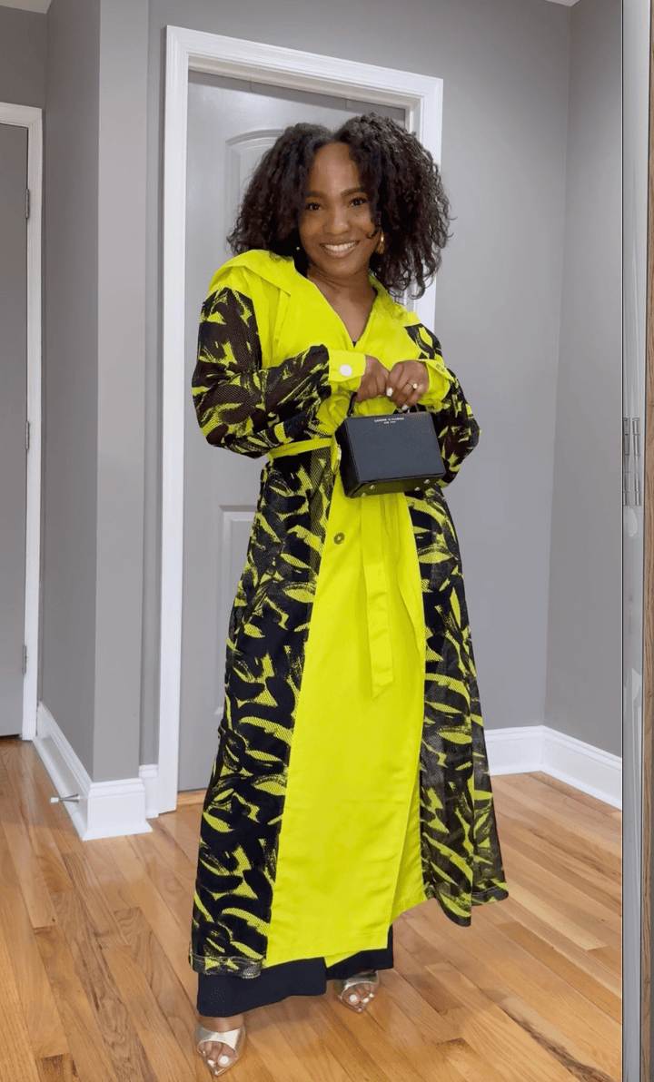 Lime Punch Green Mesh Trench Coat - Especially Yours