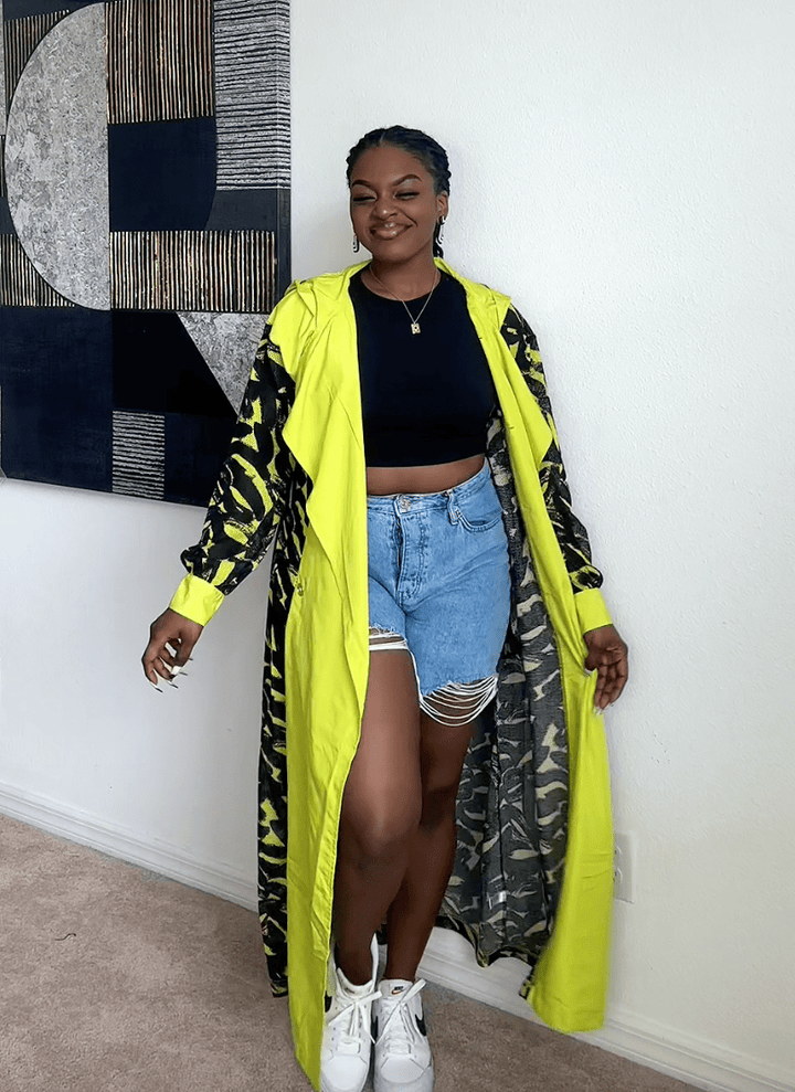 Lime Punch Green Mesh Trench Coat - Especially Yours