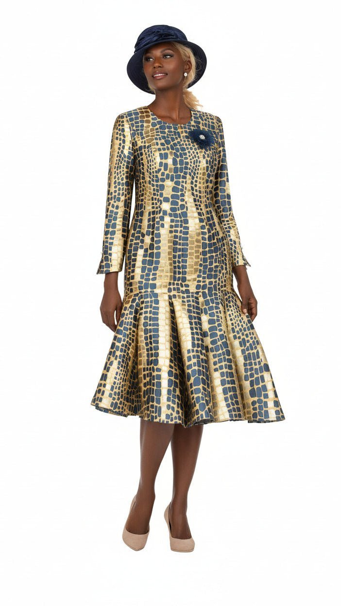 Metallic Mosaic Brocade Drop-Waist Flare Dress - Especially Yours
