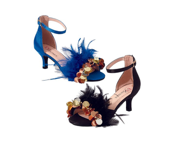 Flora Feathered Ankle Strap by EY Boutique