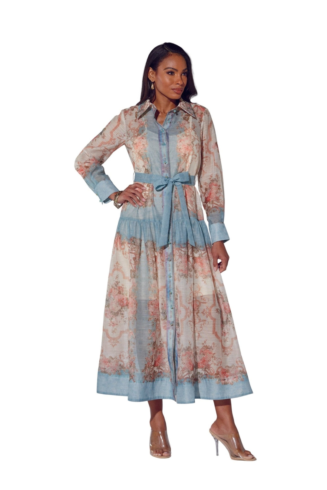 SHEERLY FLORAL PINK SHIRTDRESS - Especially Yours