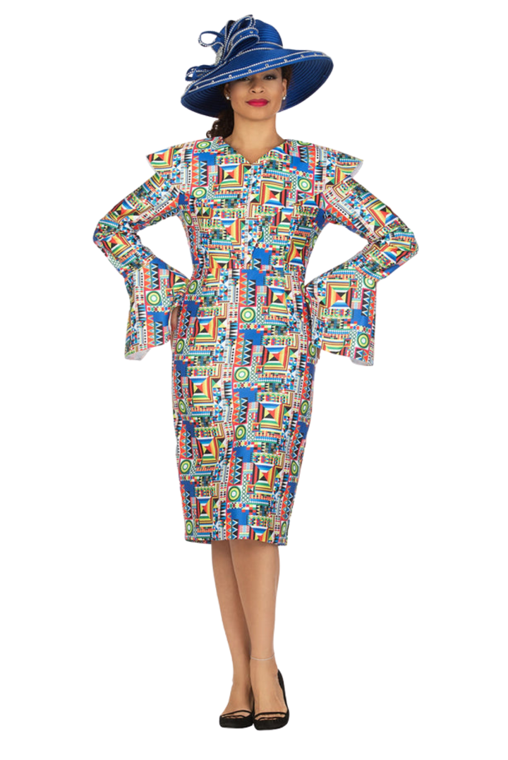 Multi Print Silky Twill Shift Drs w/ Bell Slv - Especially Yours