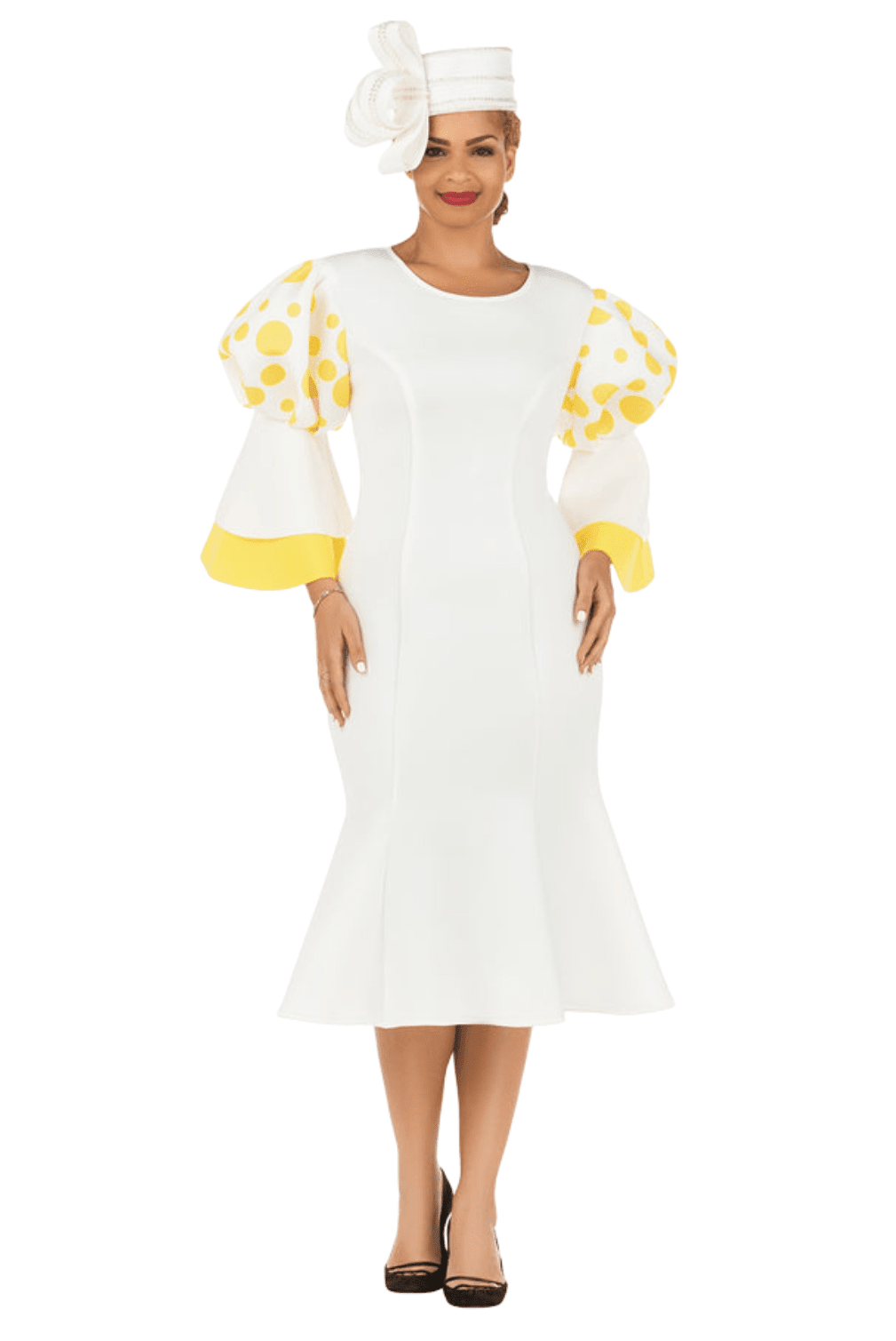 Puff Bell Slv Scuba Dress w/ Mermaid Sweep - Especially Yours