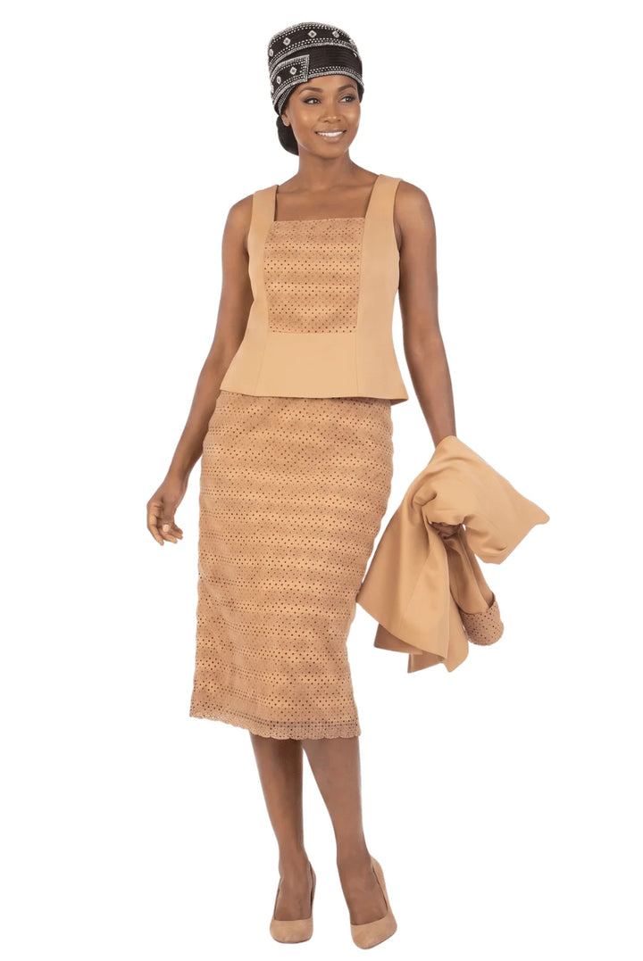 3pc Dotted Textured Lace Combo Skt Suit