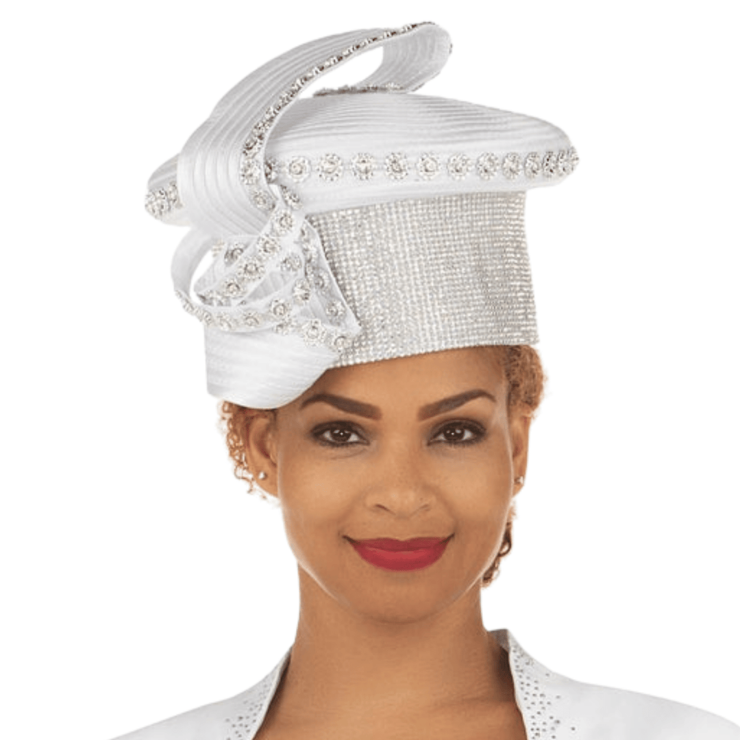 Massive Stoned Pillbox Hat w/ Flwr Stone Strip - Especially Yours