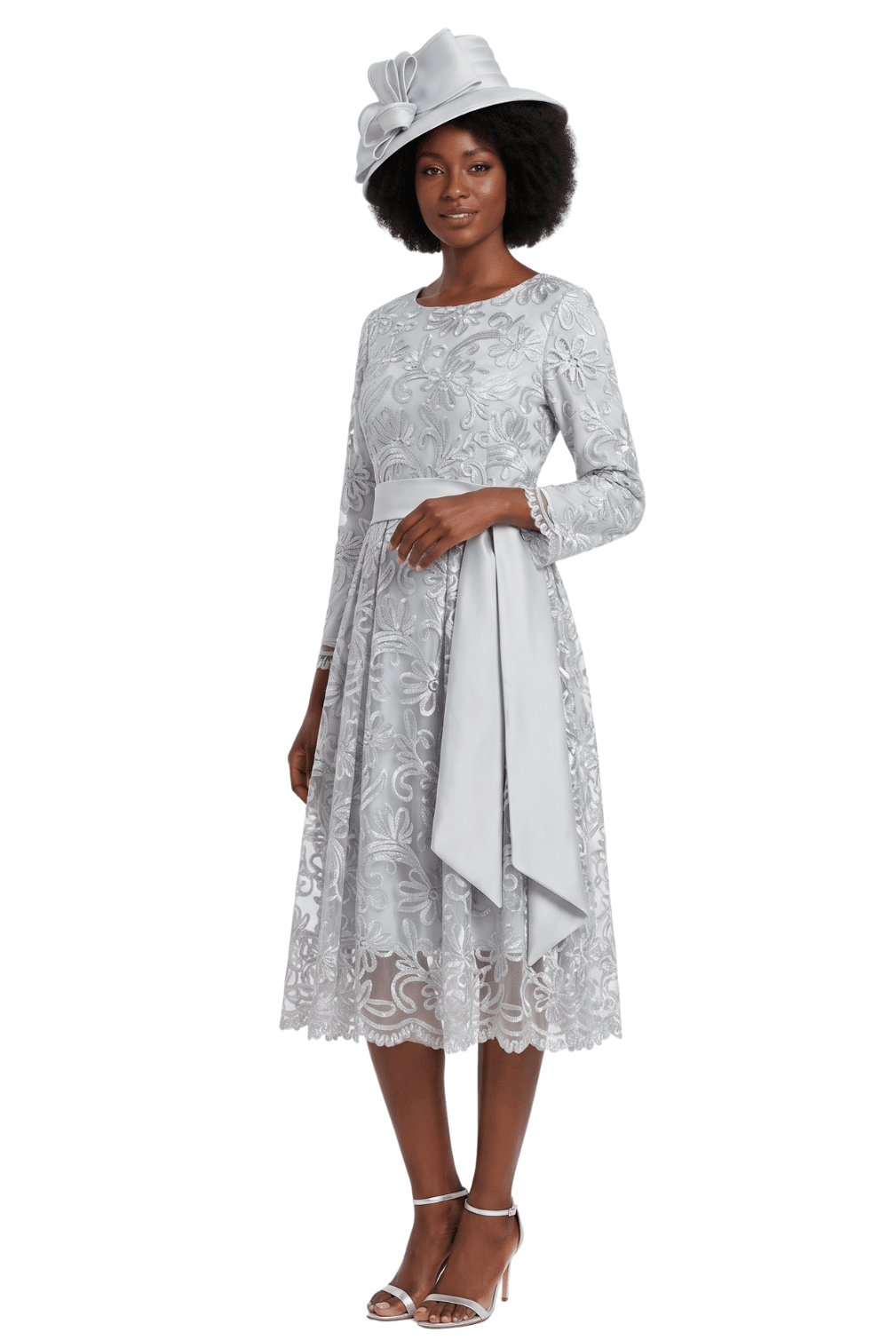 Long Slv Lux Lace A-line Dress w/ Belt - Especially Yours