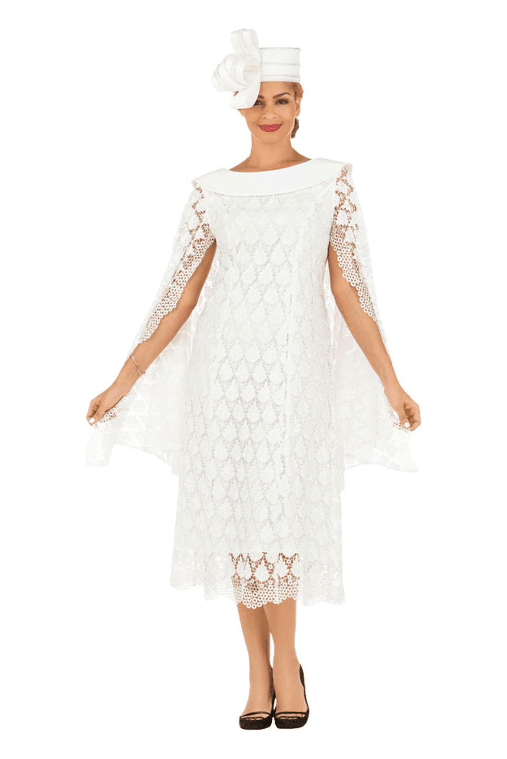 Lux Seq Lace Shift Drs w/ Cape Slv&Rounded Clr - Especially Yours
