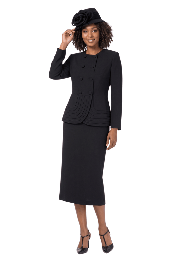 2pc Dbl Brstd Tiered Peplum Jkt Skt Suit - Plus - Especially Yours