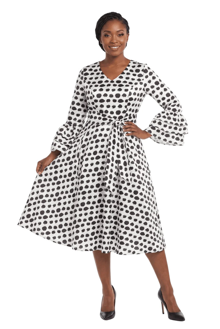 A-line Prt Dress in Silky Twill w/ Belt-Plus