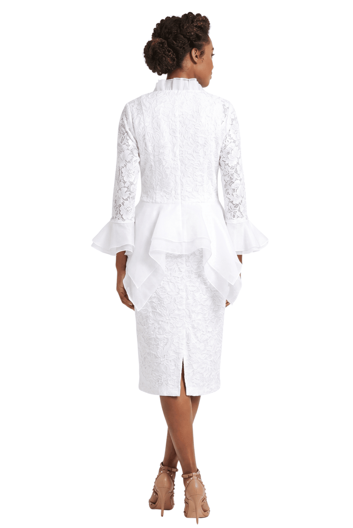 3pc Lace Suit w/ Ruffled Neckline & Organza Trim - Especially Yours