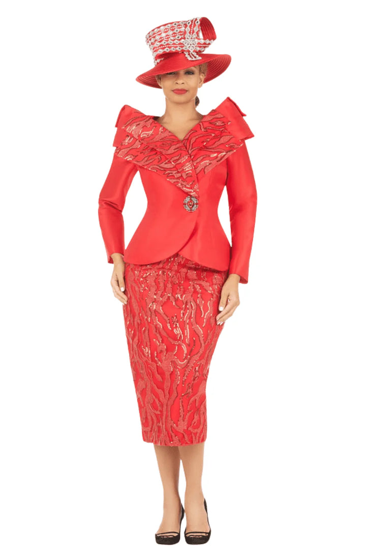 2pc Silky Twl+Seq Lace Skt Suit w/ Shoulder Dtl