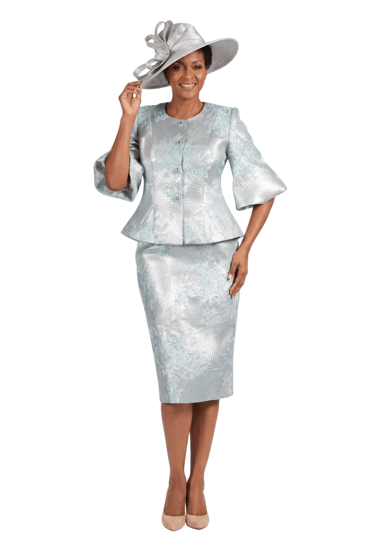 2pc Elbow Length Slv Brocade Skt Suit - Especially Yours
