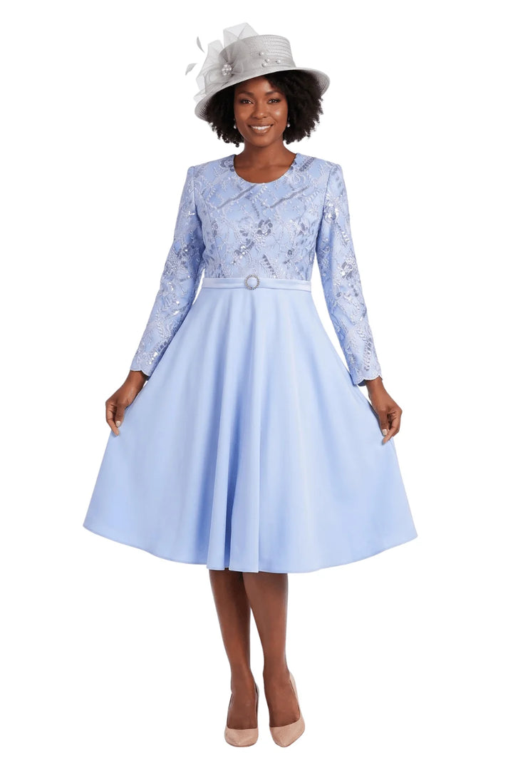 Round Neck LS A-line Dress w/ Waistband